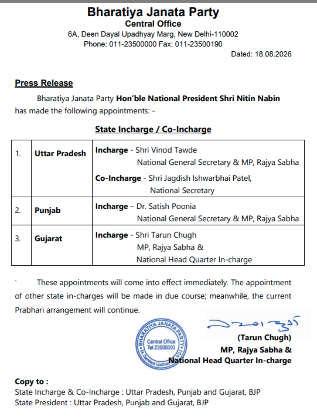 bjp list